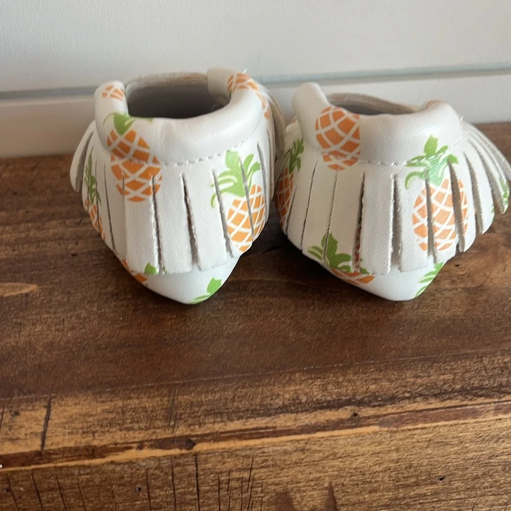 Cream Baby Walker Shoes with Pineapple Print